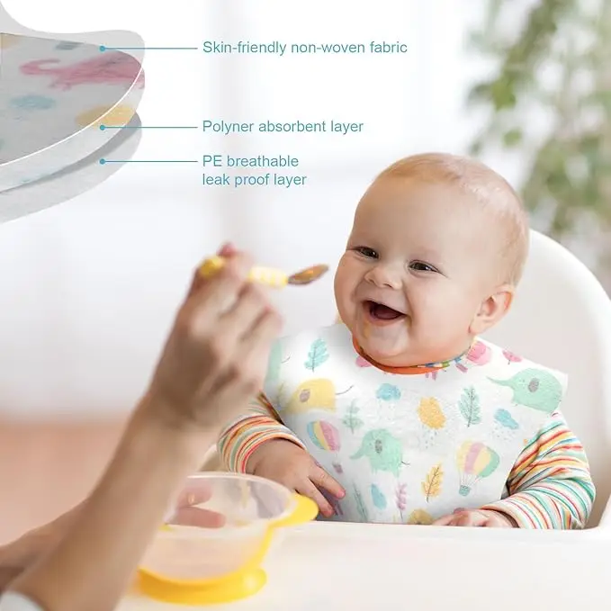 20-200 Baberos Desechables para Bebé, Envueltos Individualmente, Impermeables, Recogedor de Comida para Niños Pequeños, Niñas y Niños