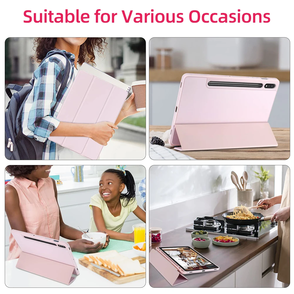 Para Samsung Galaxy Tab funda para Tab S8 Ultra 14,6 S8 Plus S7 Plus S7 FE 12,4 S7 S8 11 S6 Lite 10,4 con ranura para bolígrafo funda para tableta