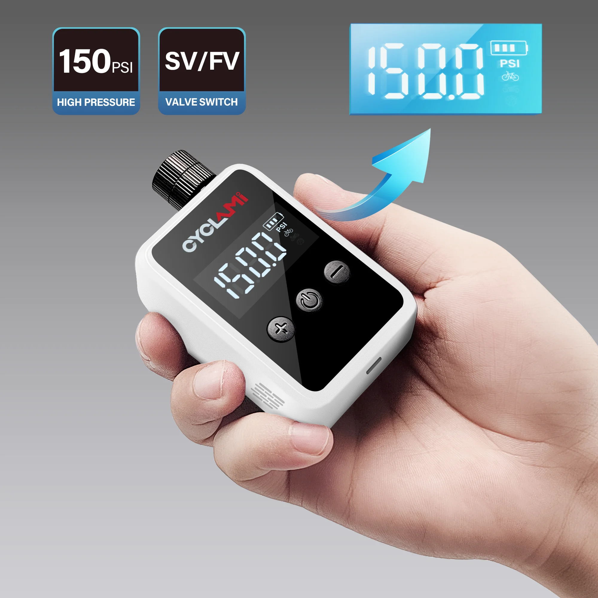 150PSI, Bomba de aire eléctrica portátil para bicicleta de bolsillo, válvula Schrader Presta, MINI compresor recargable rápido, inflador de neumáticos  CYCLAMI HW125, Bomba de inflar bicicletas, Inflador de bicicleta