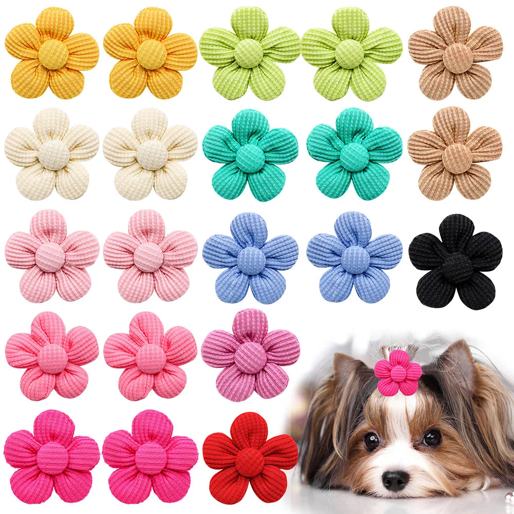 10 Uds. De lazos de primavera para perros, bandas de goma con lazo de flores para cachorros y gatos, accesorios para el cabello de perros a la moda, accesorios para el cuidado de perros