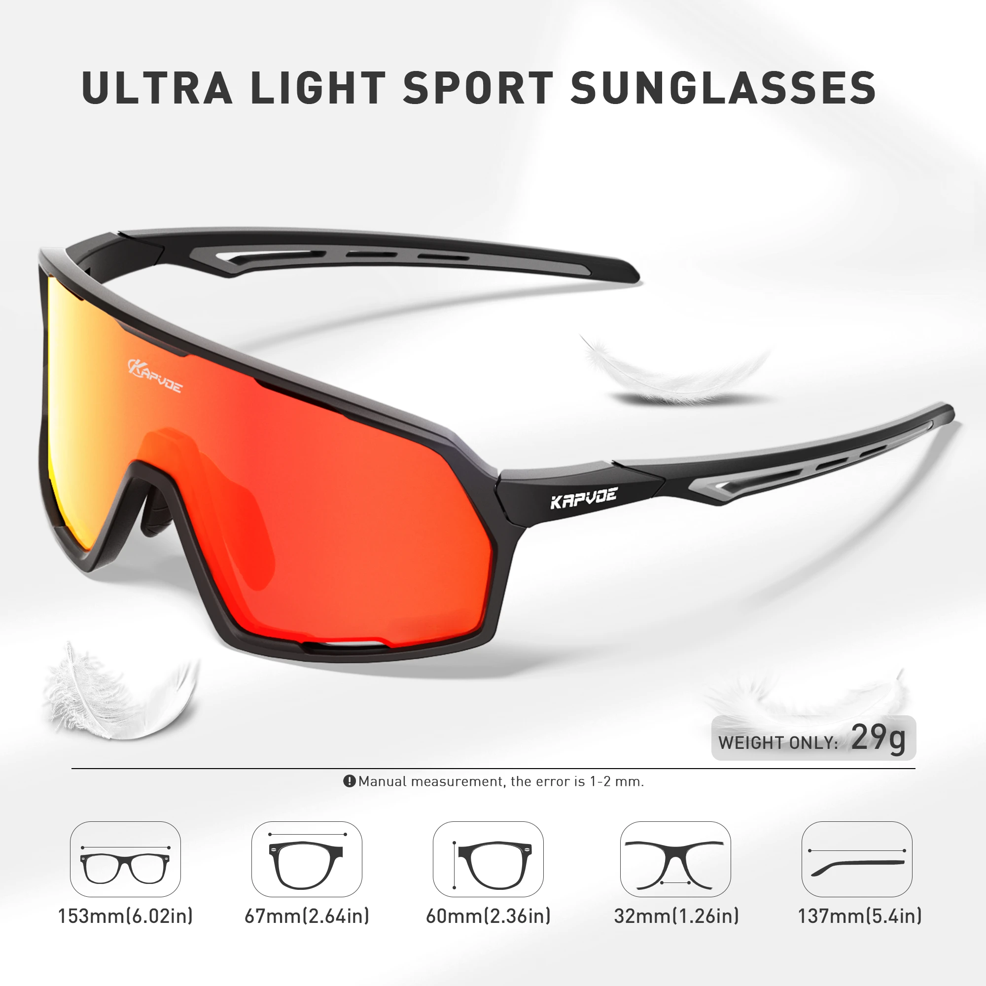 Kapvoe Nuevas Gafas de Sol para Hombre, Gafas Deportivas UV400 para Ciclismo, Gafas para Bicicleta de Montaña MTB, Gafas para Mujer, Gafas para Patinaje de Velocidad en Carretera