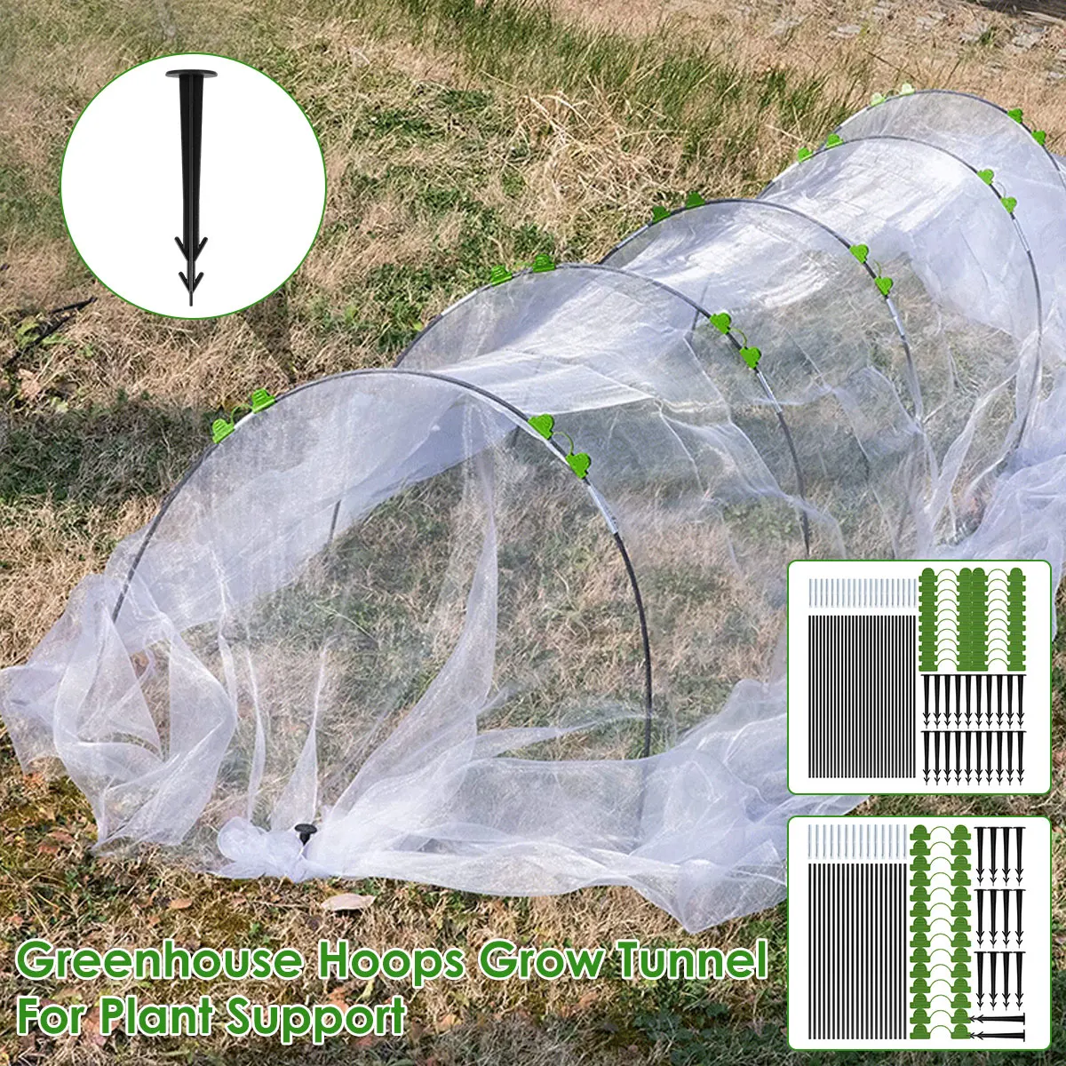 Conjunto de aros para plantas de invernadero, juego de cultivo de fibra de vidrio reutilizable, soporte para cobertizo de arco de plántulas, soporte para túnel de cultivo de jardín de verduras, gran oferta