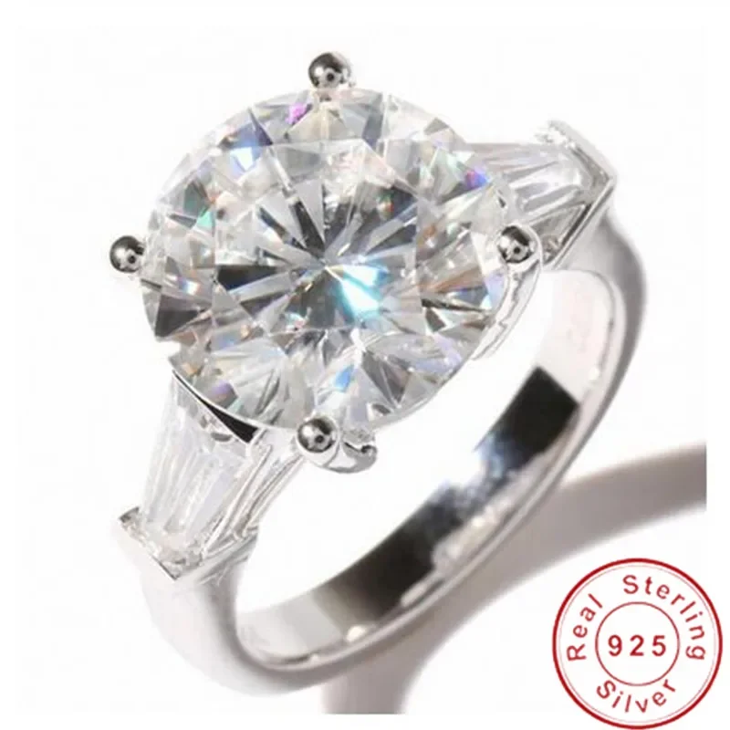 Anillo solitario de corte redondo de 6 quilates con diamantes de laboratorio, anillos de compromiso de Plata de Ley 925 para mujer, joyería para fiesta nupcial, regalo