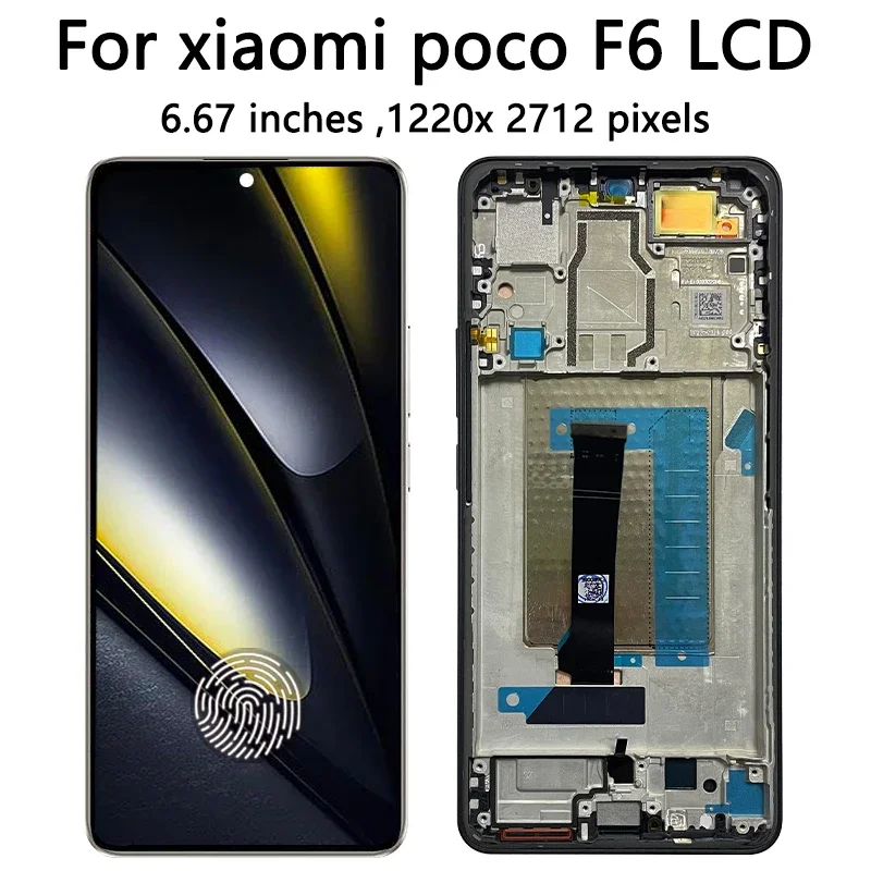 Pantalla AMOLED Nueva de 6.67" para Xiaomi Poco F6 LCD 24069PC21G, Pantalla Táctil Digitalizadora con Marco para Xiaomi Poco F6 LCD