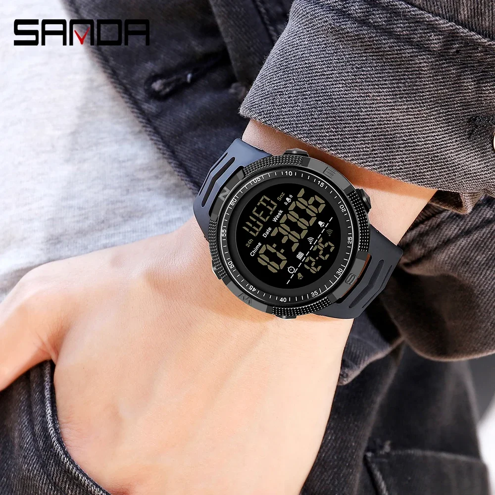Reloj deportivo militar SANDA 6014 Para Hombre, Relojes de pulsera digitales, pulsera resistente al agua con cuenta atrás a prueba de golpes, Relojes Para Hombre