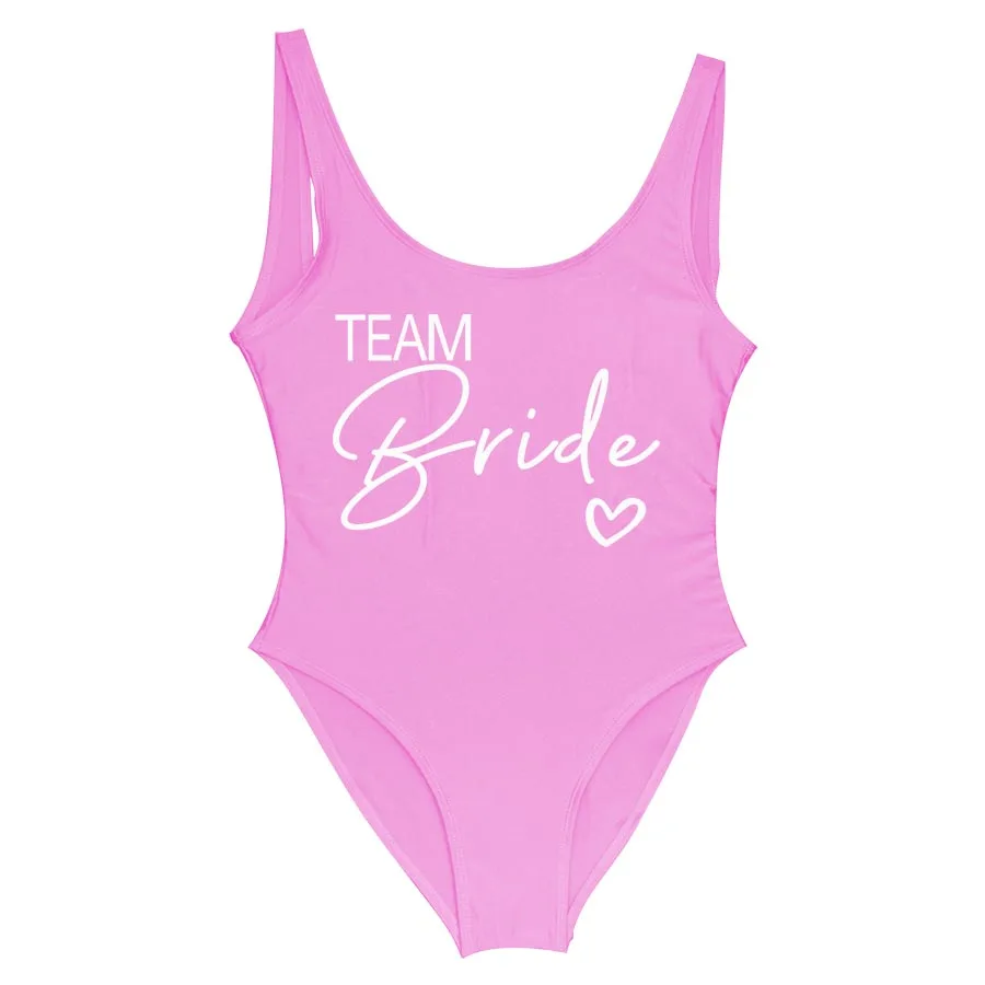 S-3XL traje de baño nupcial blanco para mujer 2025, nuevo equipo de novia, traje de baño de una pieza para despedida de soltera, trajes de baño para despedida de soltera