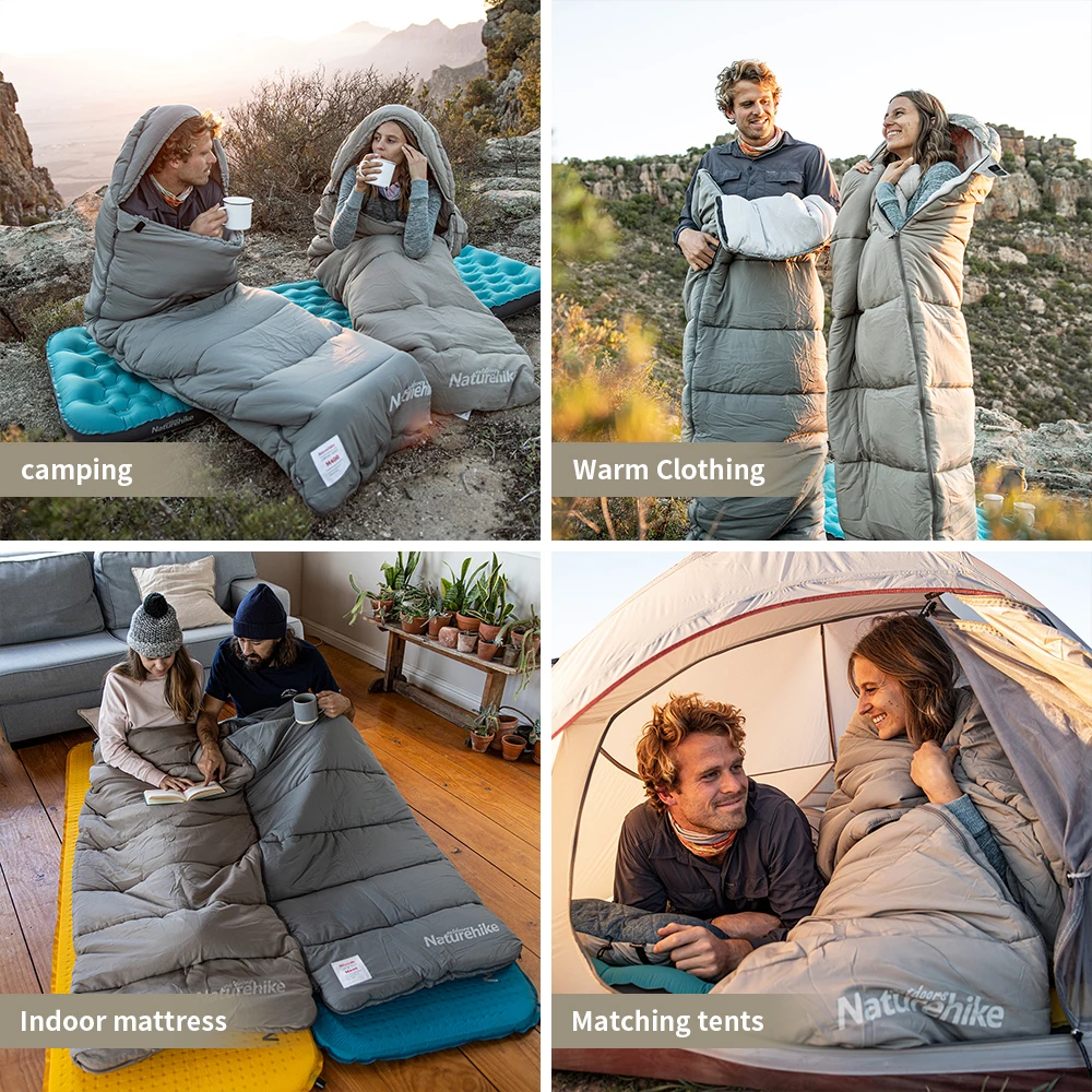 Naturehike M180 Saco de dormir Ultraligero Invierno Empalme Saco de dormir con capucha Camping al aire libre Impermeable Lavable a máquina 1 ℃ -12 ℃