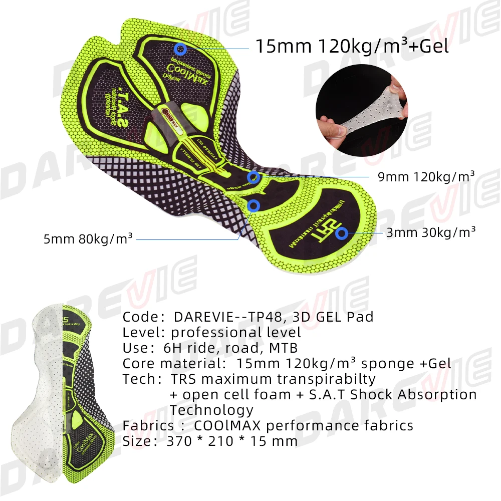 DAREVIE Culotte con tirantes de ciclismo Winter PRO Level Impermeable a prueba de viento Forro polar térmico Almohadilla de gel Pantalón de ciclismo Pantalones de ciclismo cálidos calientes