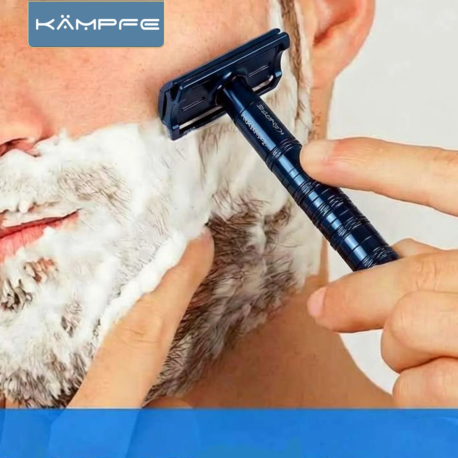 Afeitadora de seguridad de doble filo KAMPFE, afeitadora manual clásica de acero inoxidable, afeitado en húmedo, cabezal angulado de 30 grados para hombres