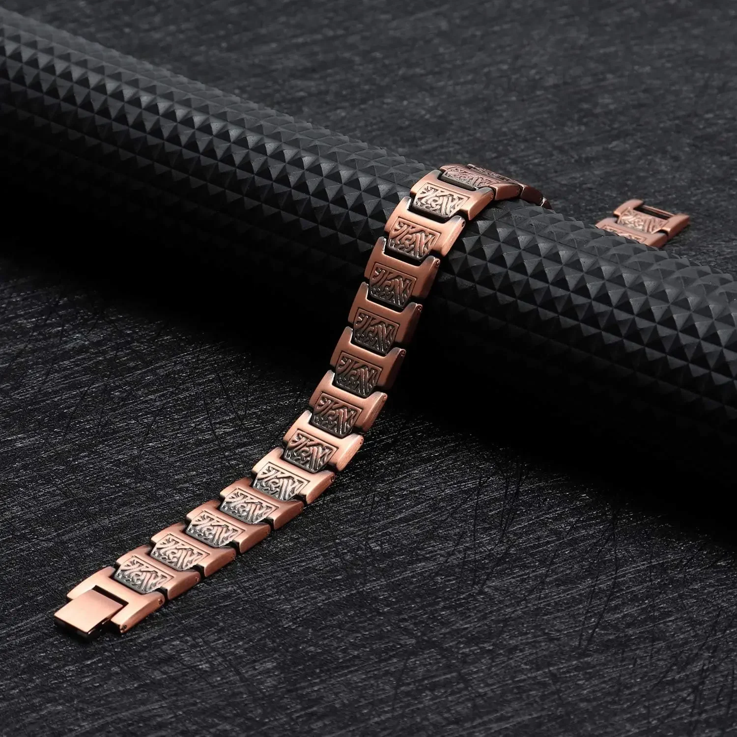 ARADOO Pulsera de cobre para hombre, pulseras de eslabones magnéticos 100% de cobre puro, regalo de joyería con herramienta de ajuste de tamaño