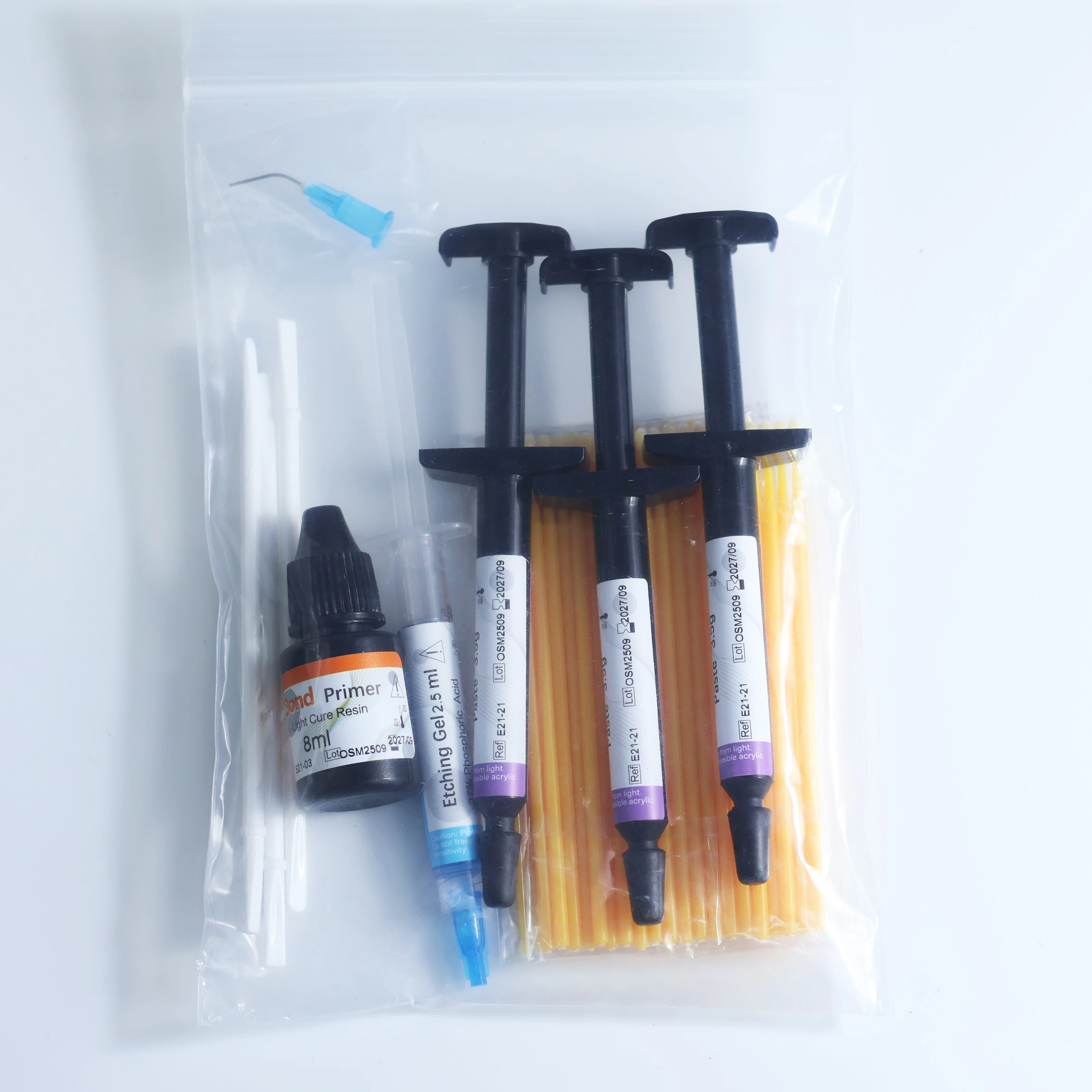 Kit de pegamento de curado ligero adhesivo de ortodoncia Dental, pegamento azul, pasta de pegamento verde, imprimación de grabado, unión Invisible para soportes