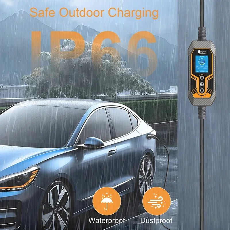 Cargador de Vehículos Eléctricos Feyree, Wallbox TS-NACS, Enchufe de 32A, 7KW, Monofásico, Control por Aplicación, Caja de Carga Portátil EVSE para Autos Tesla Modelos 3/Y/S/X