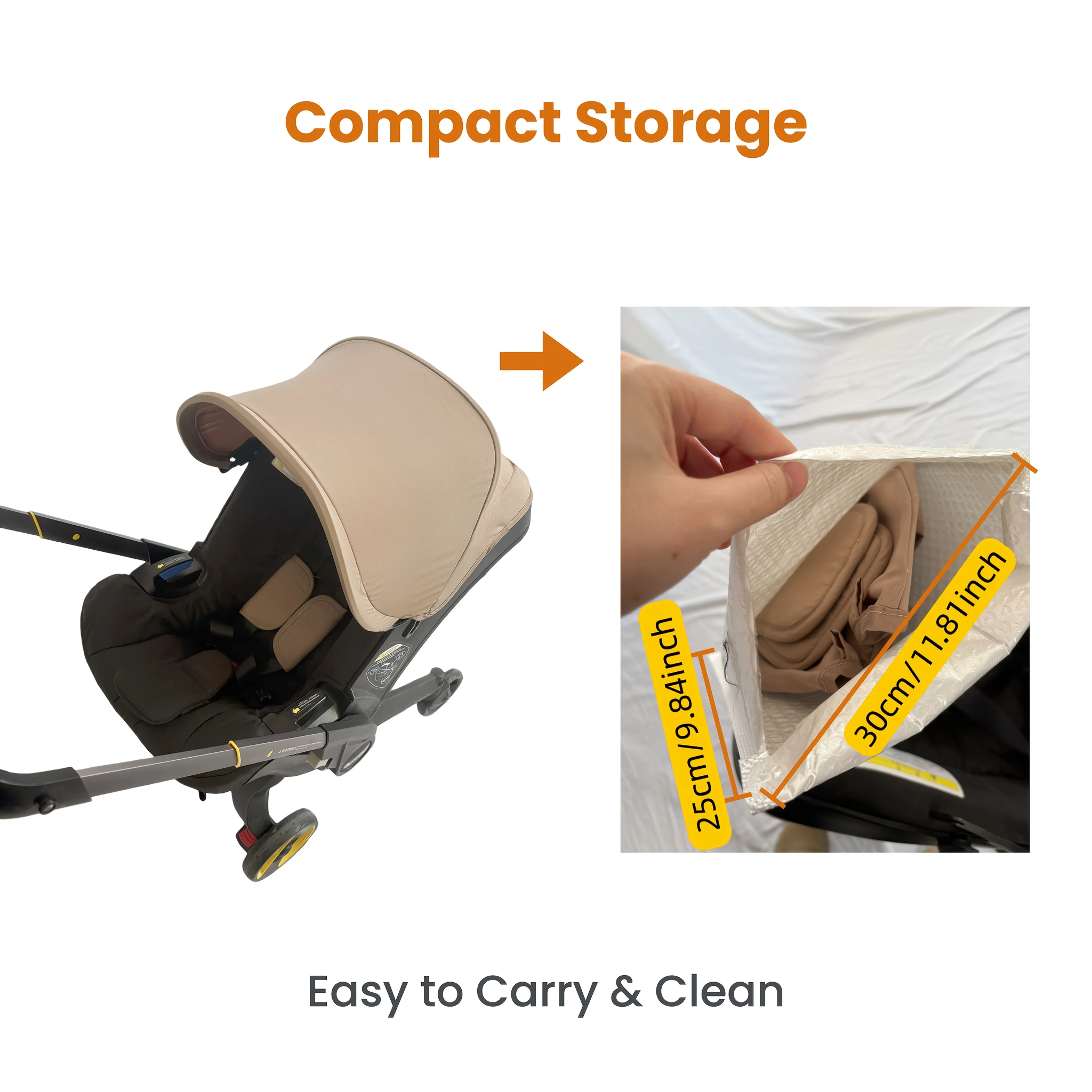 Para Doona+, Conjunto de Repuesto para Silla de Auto y Cochecito Doona I - Capota Color Caqui + 2 Protectores de Hombro, Tela Suave al Tacto, Ajuste Perfecto