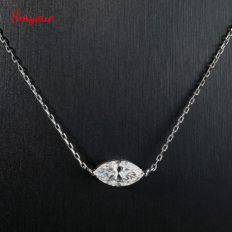 Smyoue Marquesa Cut 1-3CT Collar de circonita o moissanita para mujer Colgante de diamante de laboratorio de piedras preciosas Plata de ley 925 chapada en 14K