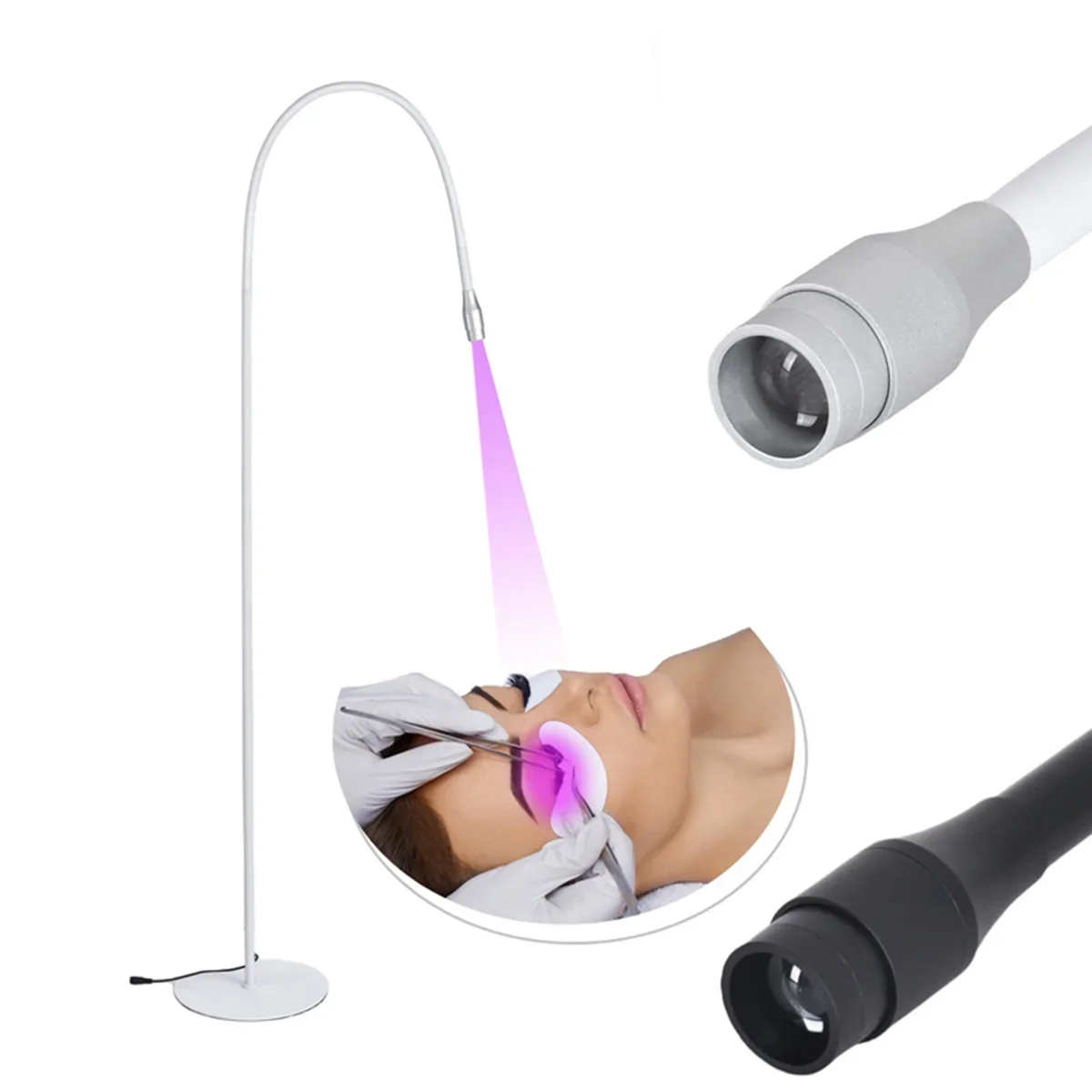Lámpara de curado UVLED con interruptor de pie, lámpara de piso de enfoque ajustable, injerto de pegamento de pestañas, herramienta de belleza de luz púrpura de secado rápido, 5W/10W