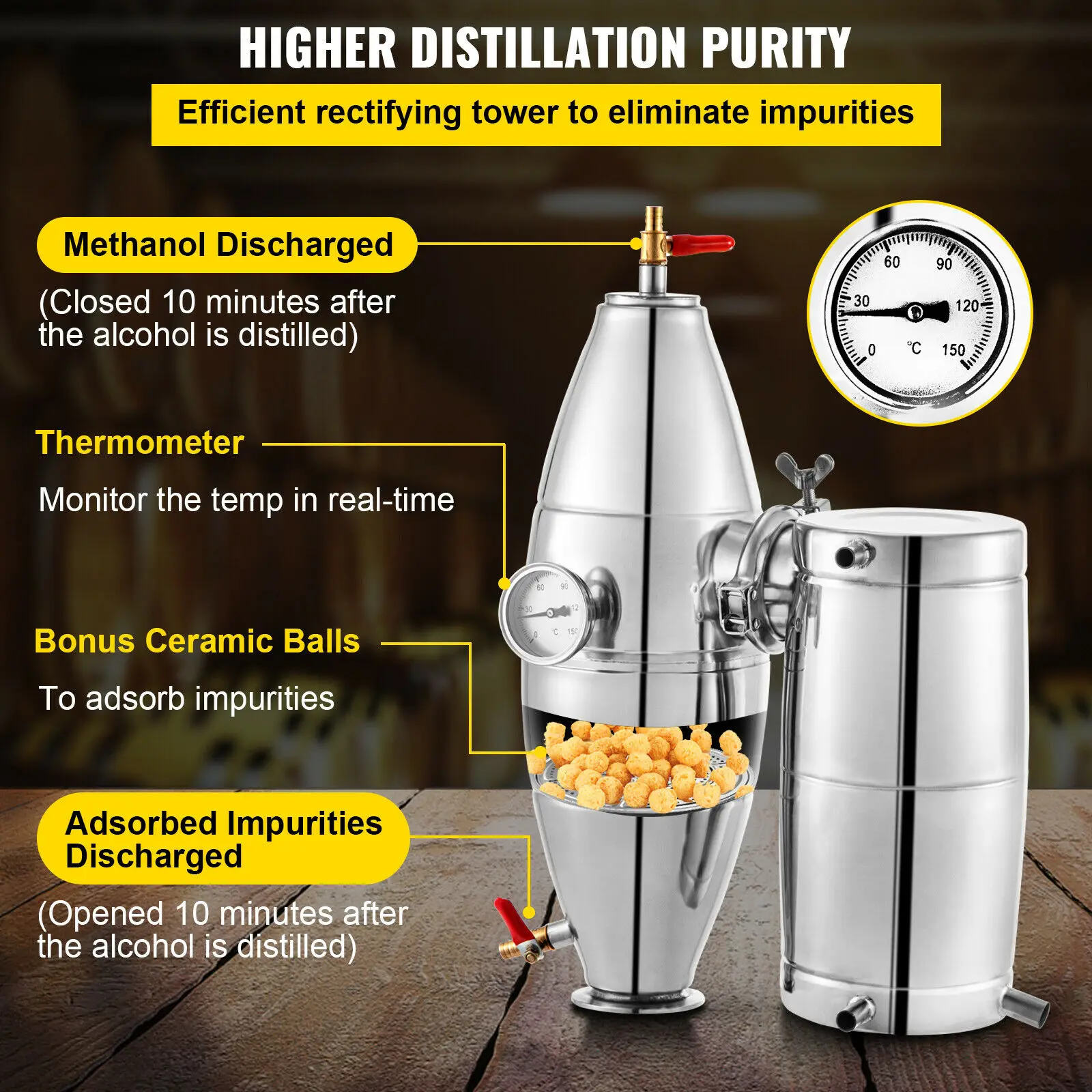 SucceBuy 20L-70L máquina destiladora de Alcohol equipo de elaboración de cerveza DIY vino Moonshine aparato dispensador Kit electrodoméstico