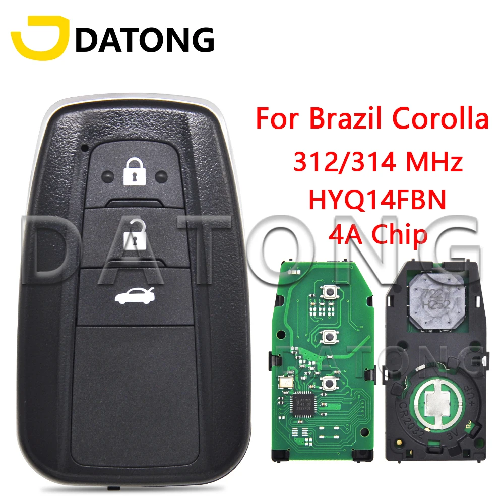 Llave de Control remoto de coche Datong World para Toyota Corolla en Brasil 2018-2021 HYQ14FBN 4A Chip 312/314MHz 8990H-12010 proximidad