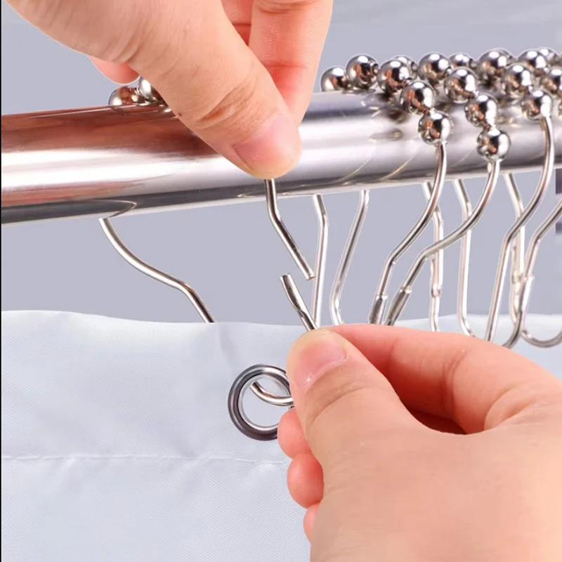 12 unids/set ganchos para cortina de ducha poste de baño anillo de elevación en forma de calabaza 5 hebillas de cortina de cuentas accesorios de poste de cortina de ducha