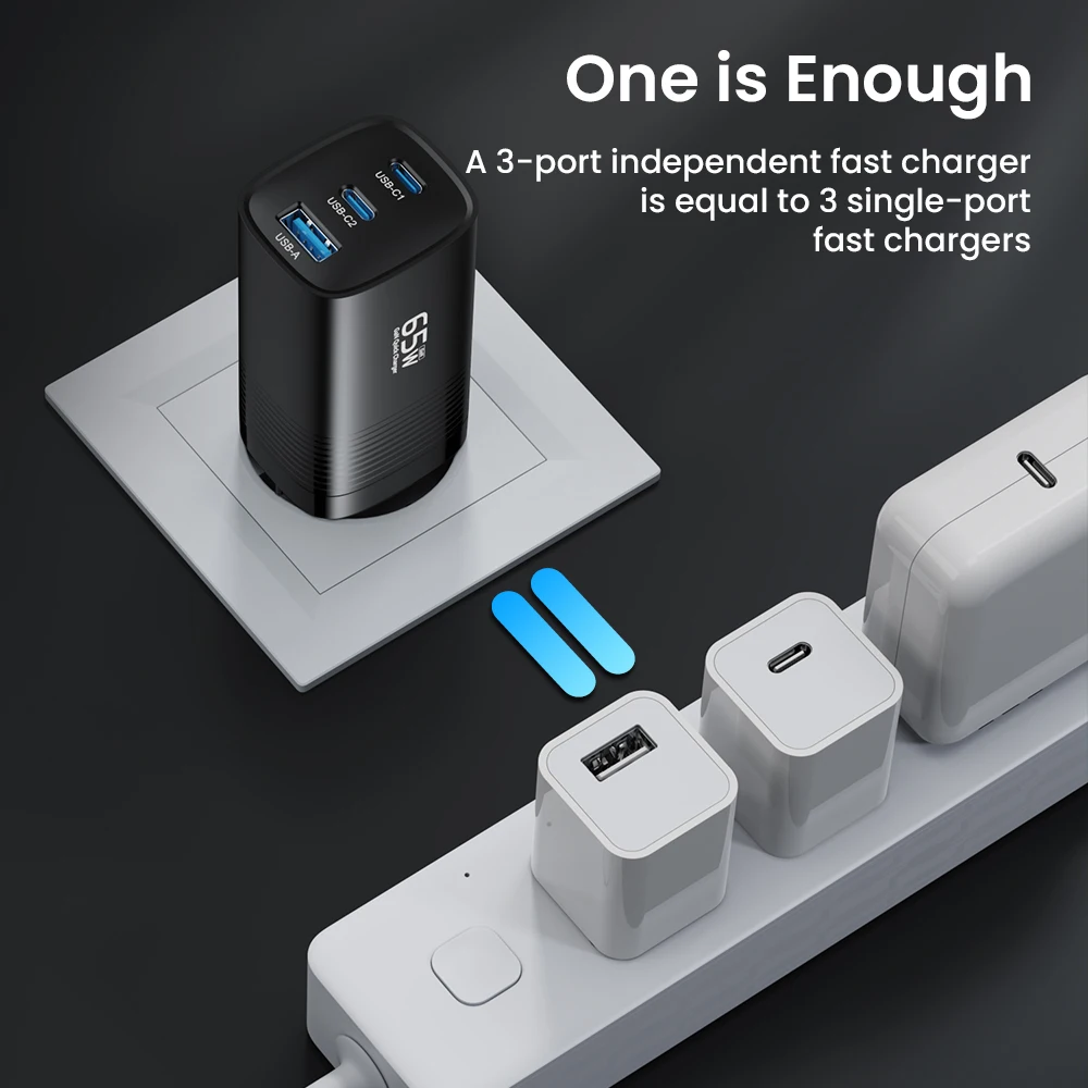 Cargador USB C GaN de 65W PPS 45W PD QC 3,0 tipo C carga rápida para Samsung iPhone 15 14 13 Pro teléfono MacBook portátil cargadores rápidos
