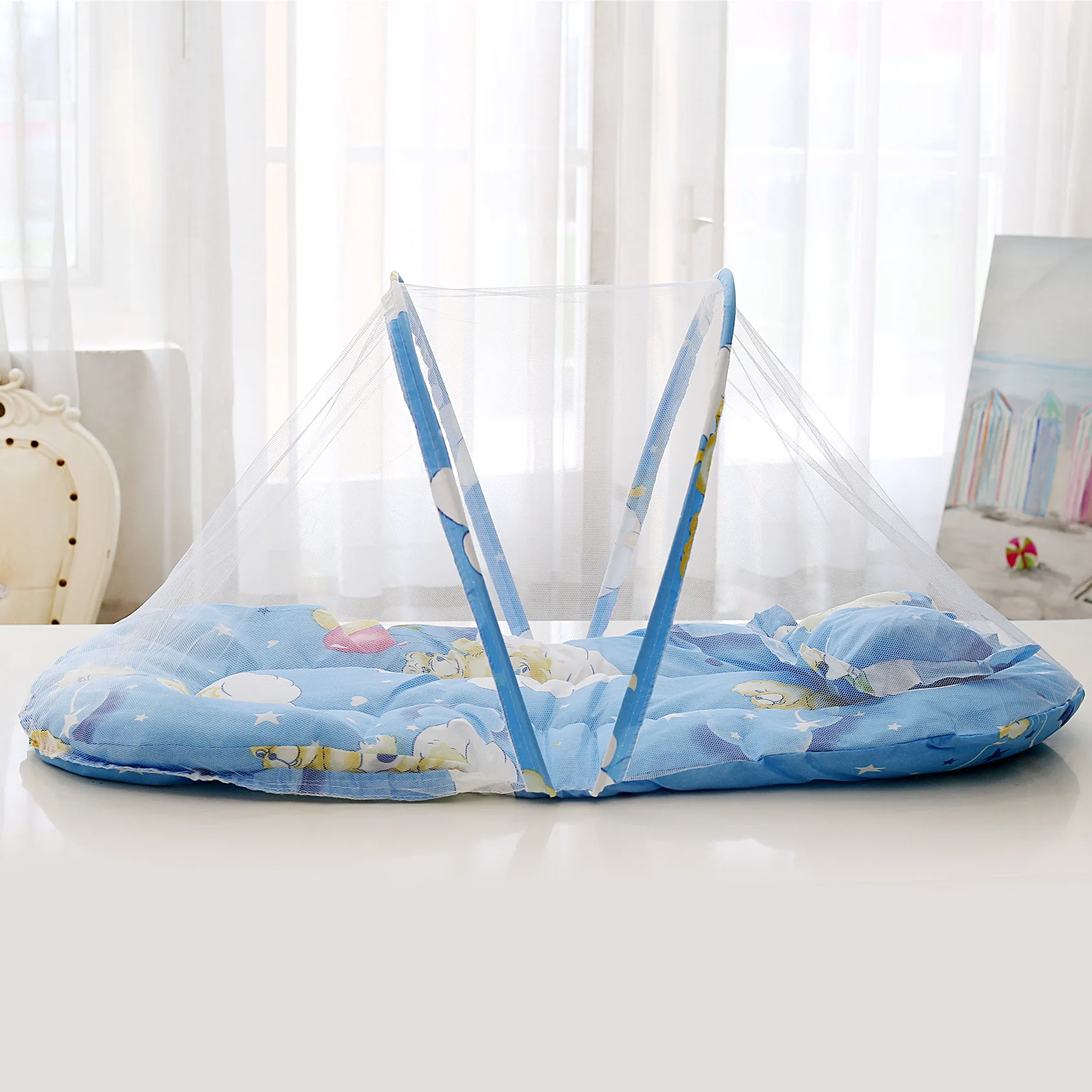 Mosquitera Plegable para Cuna de Bebé con Colchón y Almohada, Cambiador de Pañales, Tienda de Campaña Antimosquitos para Recién Nacidos, Red de Cuna para Bebé, Cama de Viaje