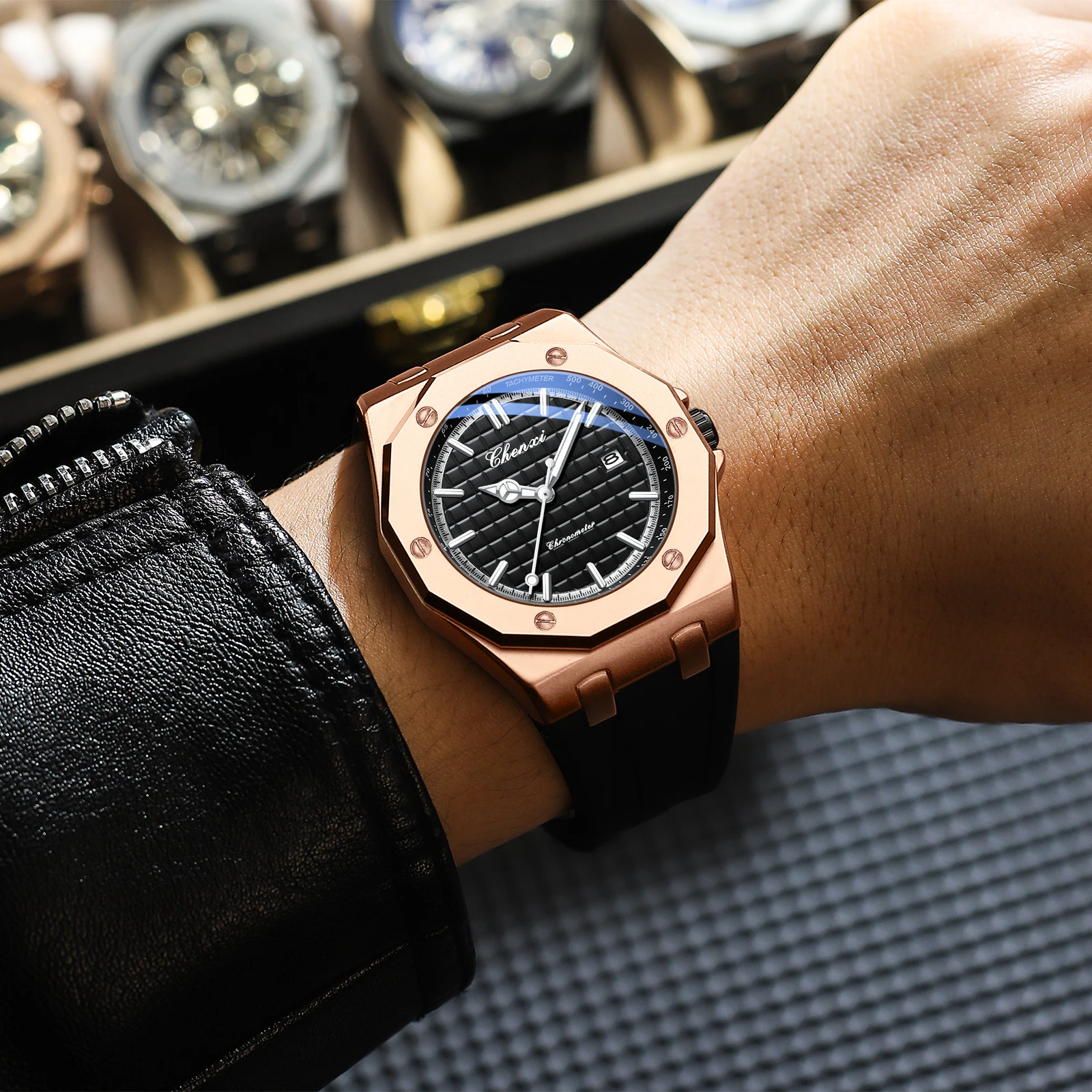Reloj de Lujo para Hombre CHENXI 8268, Marca de Primera Calidad, Compacto, de Silicona, Resistente al Agua, con Calendario, Luz Nocturna, Reloj de Textura Masculino, Regalo, Reloj Hombre