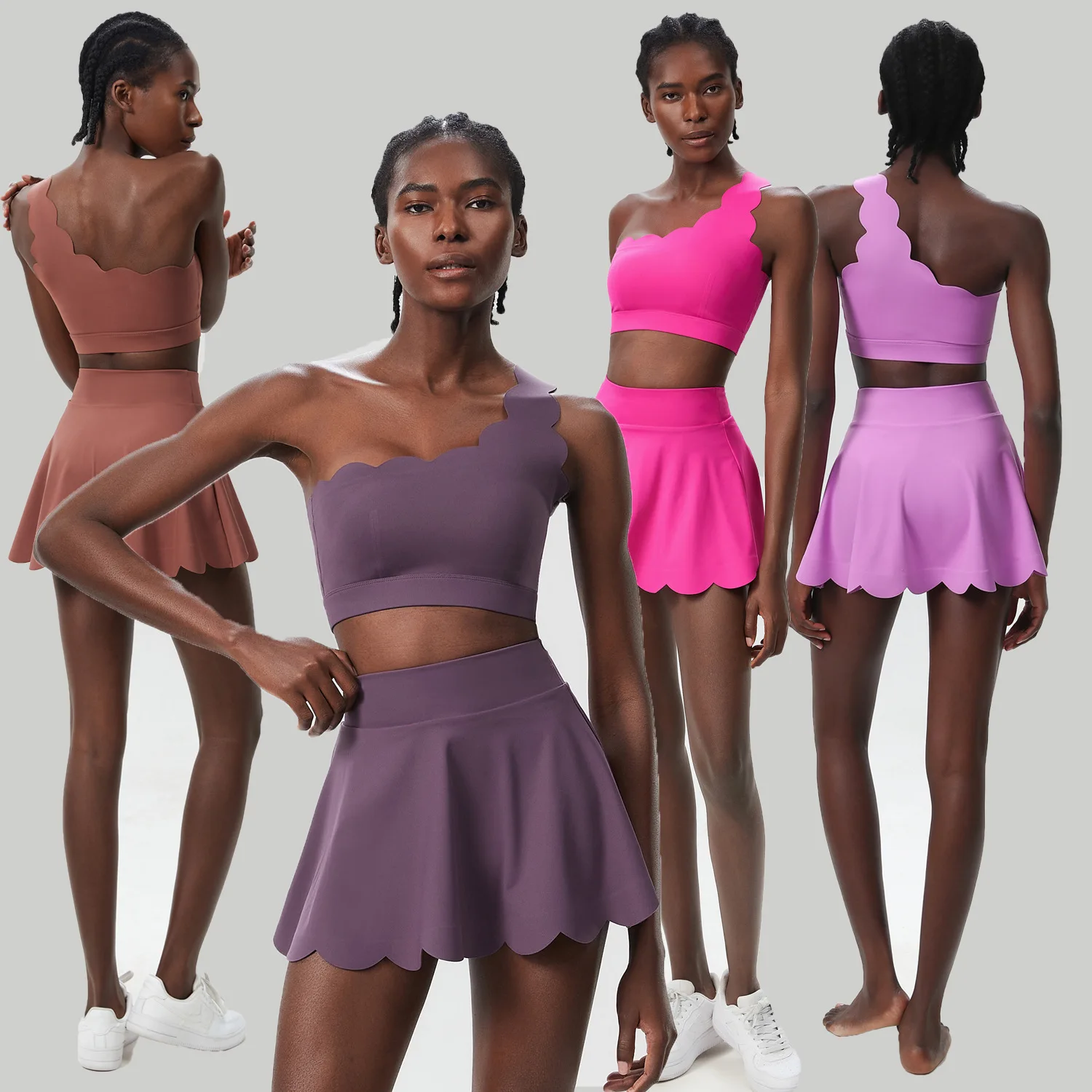 Conjunto de dos piezas de Yoga y Fitness para mujer, traje para correr al aire libre, ropa deportiva corta transpirable de secado rápido, ropa de tenis para mujer