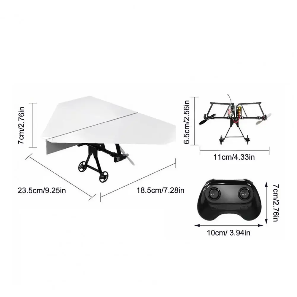 Avión de Papel con Control Remoto, Kit Eléctrico, Plegable, de Largo Alcance, Vuelo Estable, Ultraligero, Juguete para Exteriores