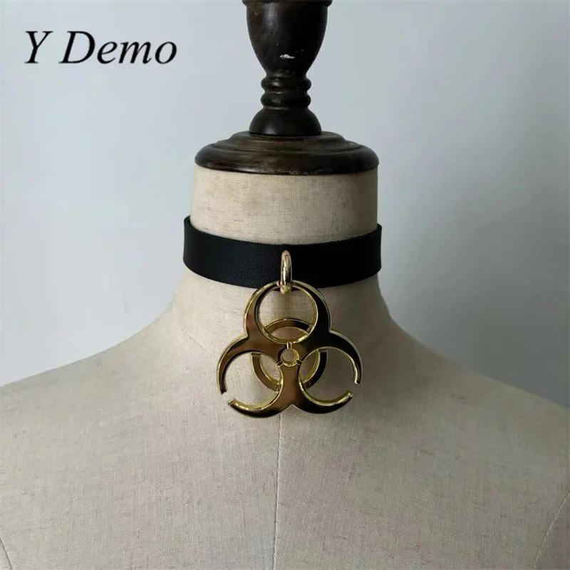 Y Demo Punk Colgante de residuos médicos Pu Cuero Gargantilla ajustable Rock Collar casual
