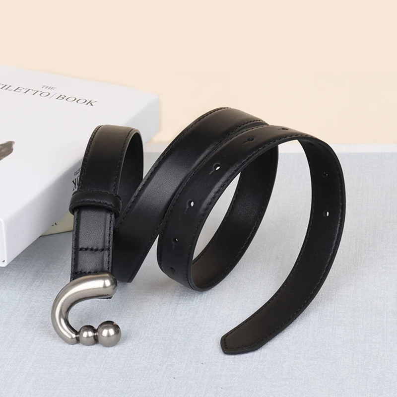Cinturón de piel de vaca auténtica para mujer y niña, faja de piel de vaca auténtica con hebilla de Metal, decoración a la moda, novedad de 2023