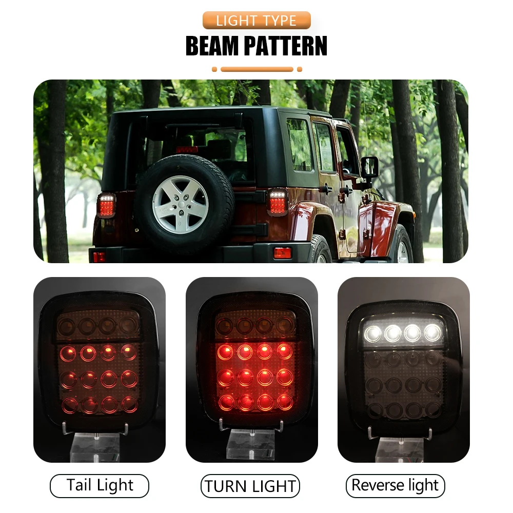 1 Par de Luces Traseras LED para Jeep Wrangler TJ CJ, Luces de Freno, Luces de Reversa, Luces de Circulación Diurna