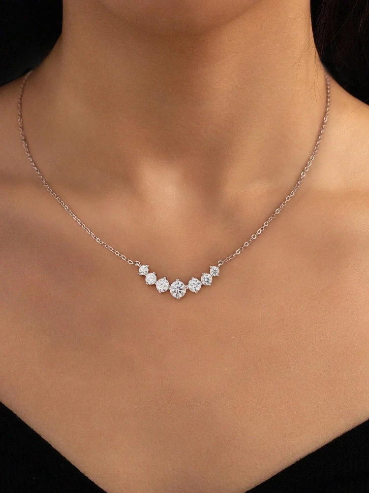 Collar de Moissanita de 1.7ct para Mujer, Plata de Ley 925, Colgante de Diamante Chapado en Platino, Joyería Nueva para Compromiso y Boda