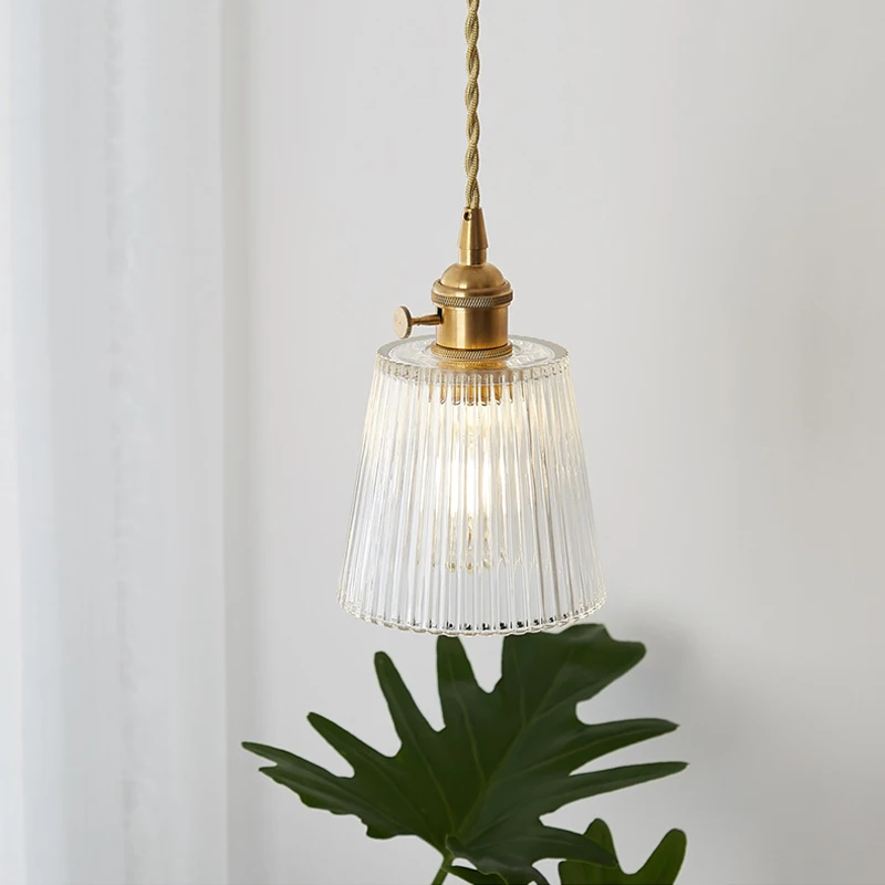 Lámpara colgante de cristal a rayas Noridc Vintage, luces colgantes Retro para comedor, cocina, decoración de cabecera de dormitorio, luz colgante