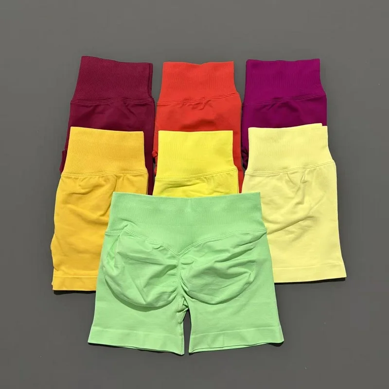 Pantalones cortos de gimnasio para mujer, mallas sin costuras para entrenamiento, mallas de Yoga sin costuras, ropa deportiva para correr en bicicleta, pantalones cortos deportivos para Fitness