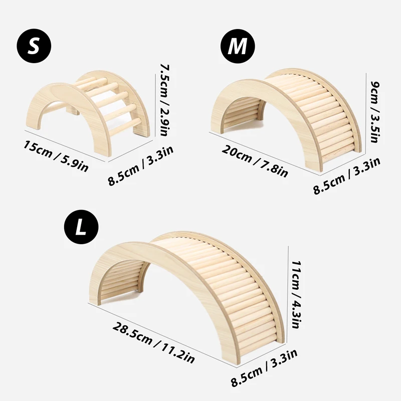 Puente de pasos de madera para hámster, juguete de conejillo de indias, erizo, ardilla, puente de arco, juguetes de ejercicio para mascotas pequeñas, puente de arco D9254