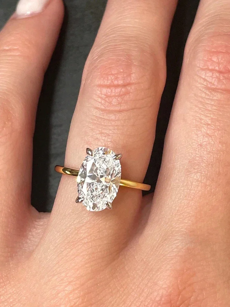 ROUSLY-Anillo de plata de ley 925 brillante con piedra ovalada de circón de 1-8CT para mujer, joyería fina de lujo de alta calidad para compromiso y boda