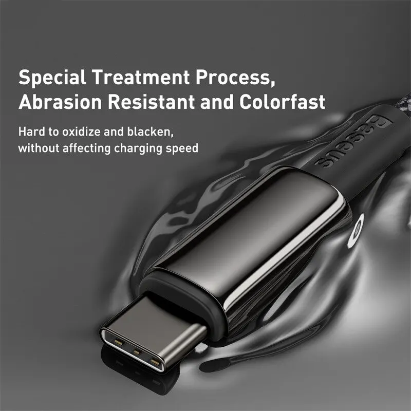 Cable Baseus 100W tipo C para iPhone 15 USB C PD cargador rápido cable para Macbook Samsung Xiaomi tipo C cable USB C