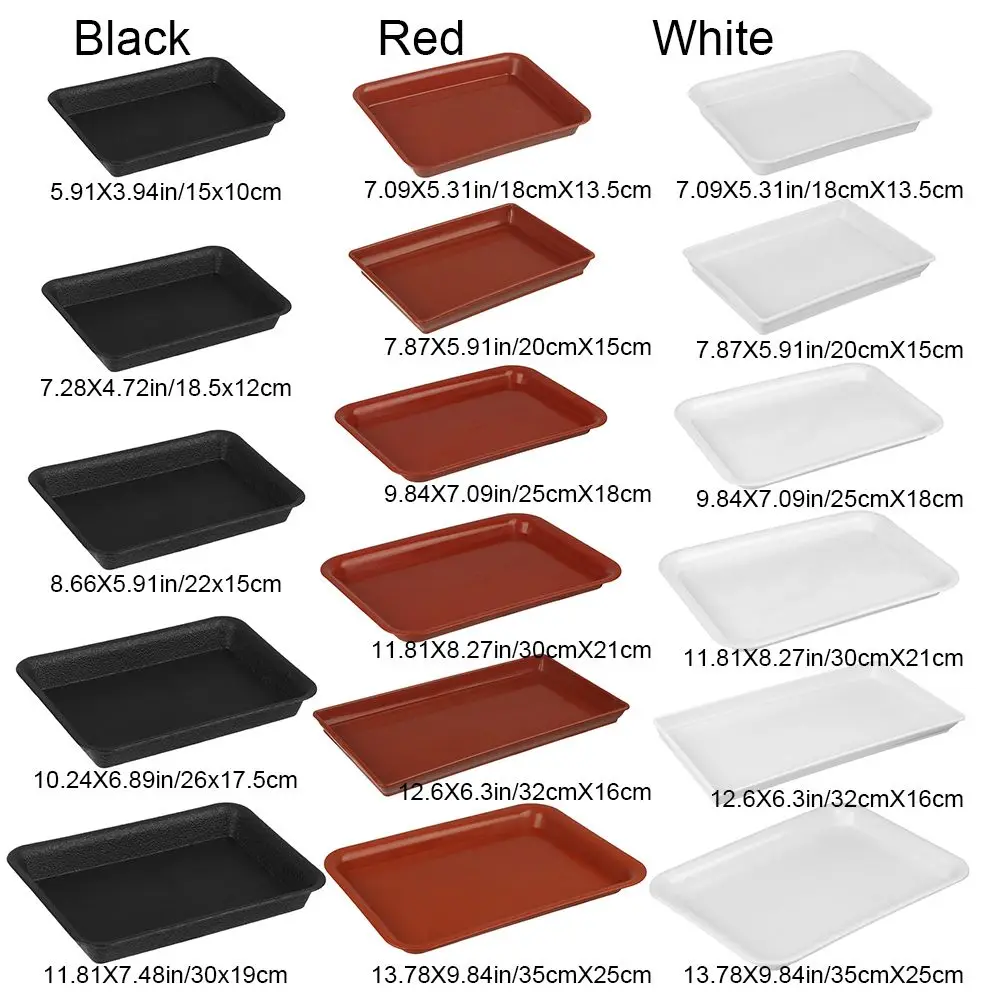 Platillos rectangulares de plástico para interior y exterior, bandejas de goteo para plantas, maceta, 1 unidad