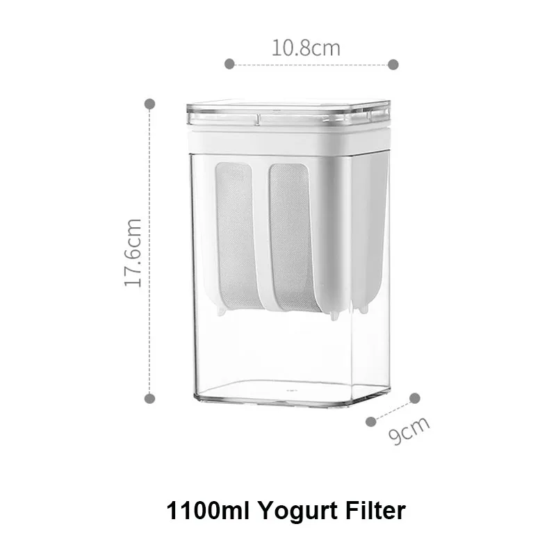 Filtro y colador de yogur de 1100ml, caja transparente de malla fina, separador de humedad de queso hecho en casa para Cocina