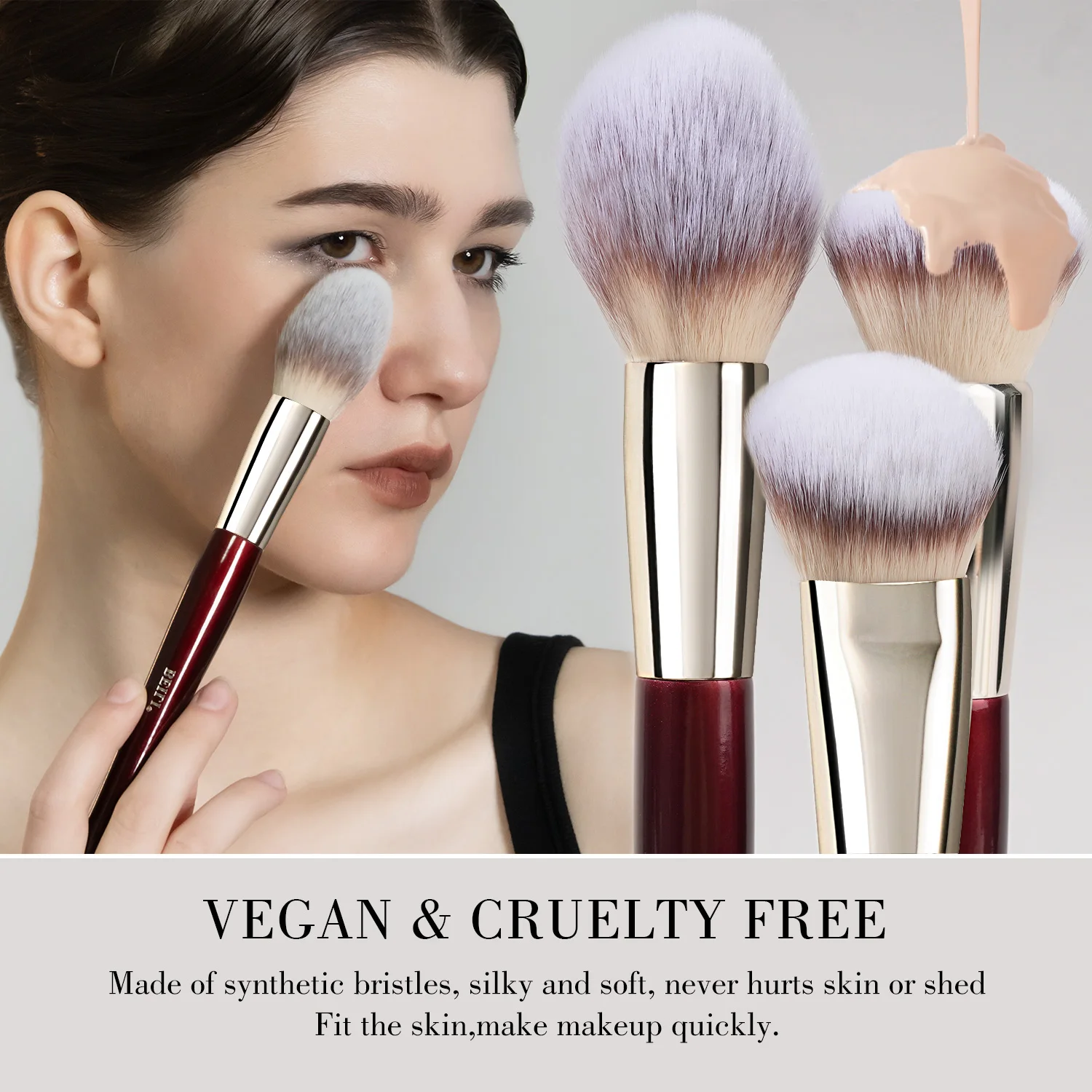 Brochas de Maquillaje BEILI, Juego de 9 Brochas Profesionales de Maquillaje, Brochas Sintéticas Premium para Base, Polvo, Rubor y Sombra de Ojos, Suaves