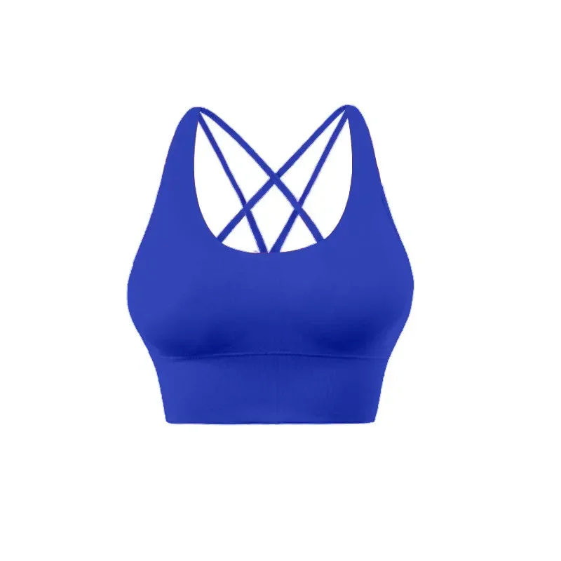 Nuevo Sujetador deportivo de realce, chaleco de Yoga con espalda cruzada, Top acolchado Sexy para Fitness, Top corto transpirable para gimnasio, absorción de golpes para correr, ropa deportiva