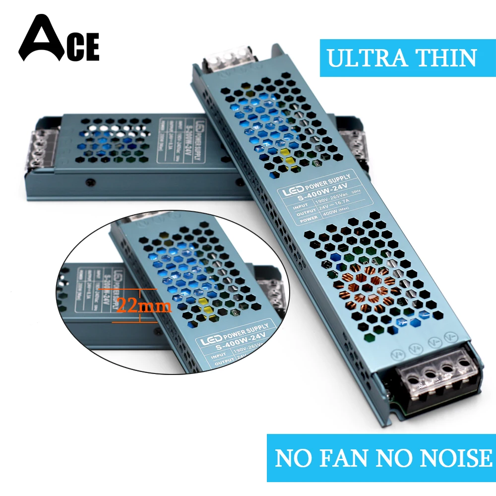Fuente de alimentación conmutada de 12V y 24V CC, transformadores de iluminación silenciosos de AC190-240V, adaptador de corriente de controlador de luz LED de 60W, 100W, 200W, 300W y 400W