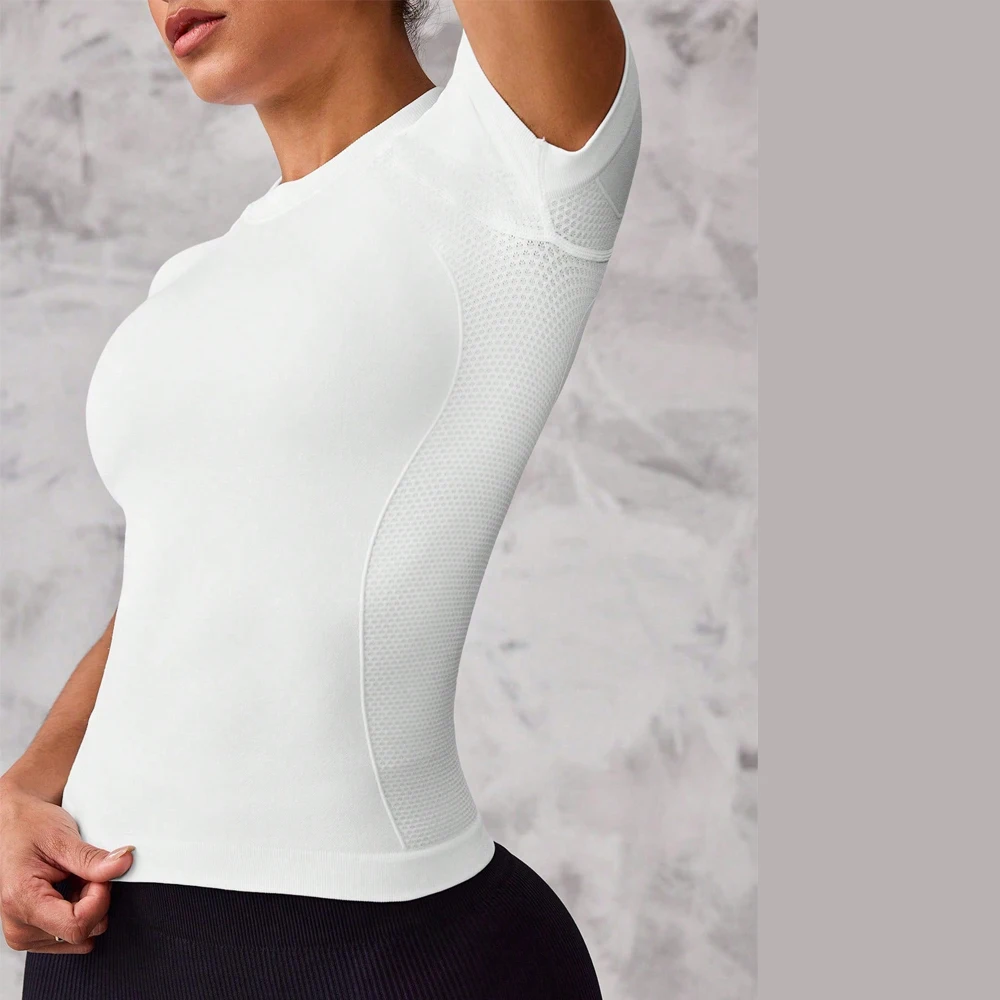 Top Deportivo de Manga Corta para Mujer, Tejido Transpirable y de Secado Rápido, Adecuado para Correr y Yoga