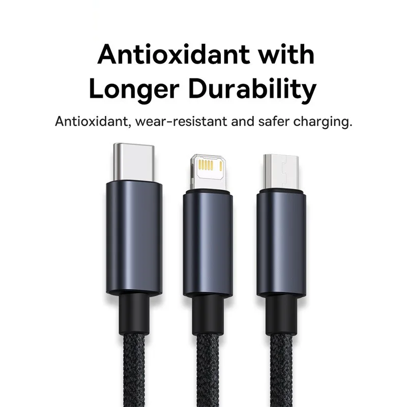 Cable USB Baseus 3 en 1 tipo C para Samsung Xiaomi Mi 9 Huawei Cable para iPhone 13 12 11 cargador de teléfono Cable de datos Micro USB