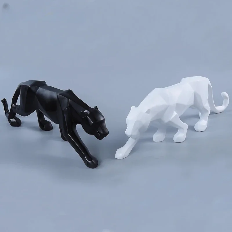 Estatua de pantera para decoración del hogar, estatuilla de Animal, escultura de leopardo de resina de estilo geométrico abstracto, artesanías de decoración de escritorio para el hogar y la Oficina