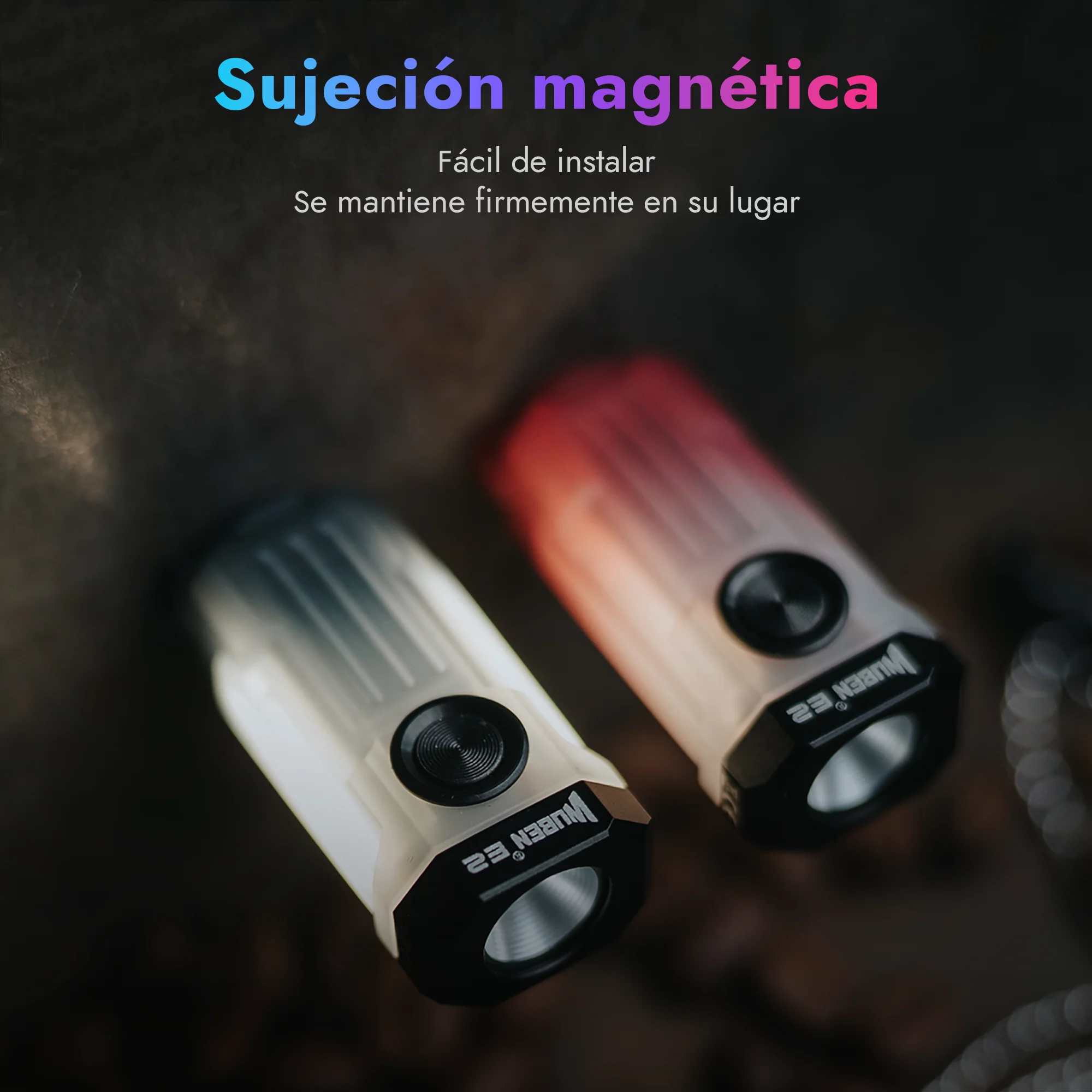 Linterna Wuben E2 EDC ultraligera con luz estroboscópica, linterna de cuello, mini linterna recargable para llavero, IP66, luz de bolsillo para camping