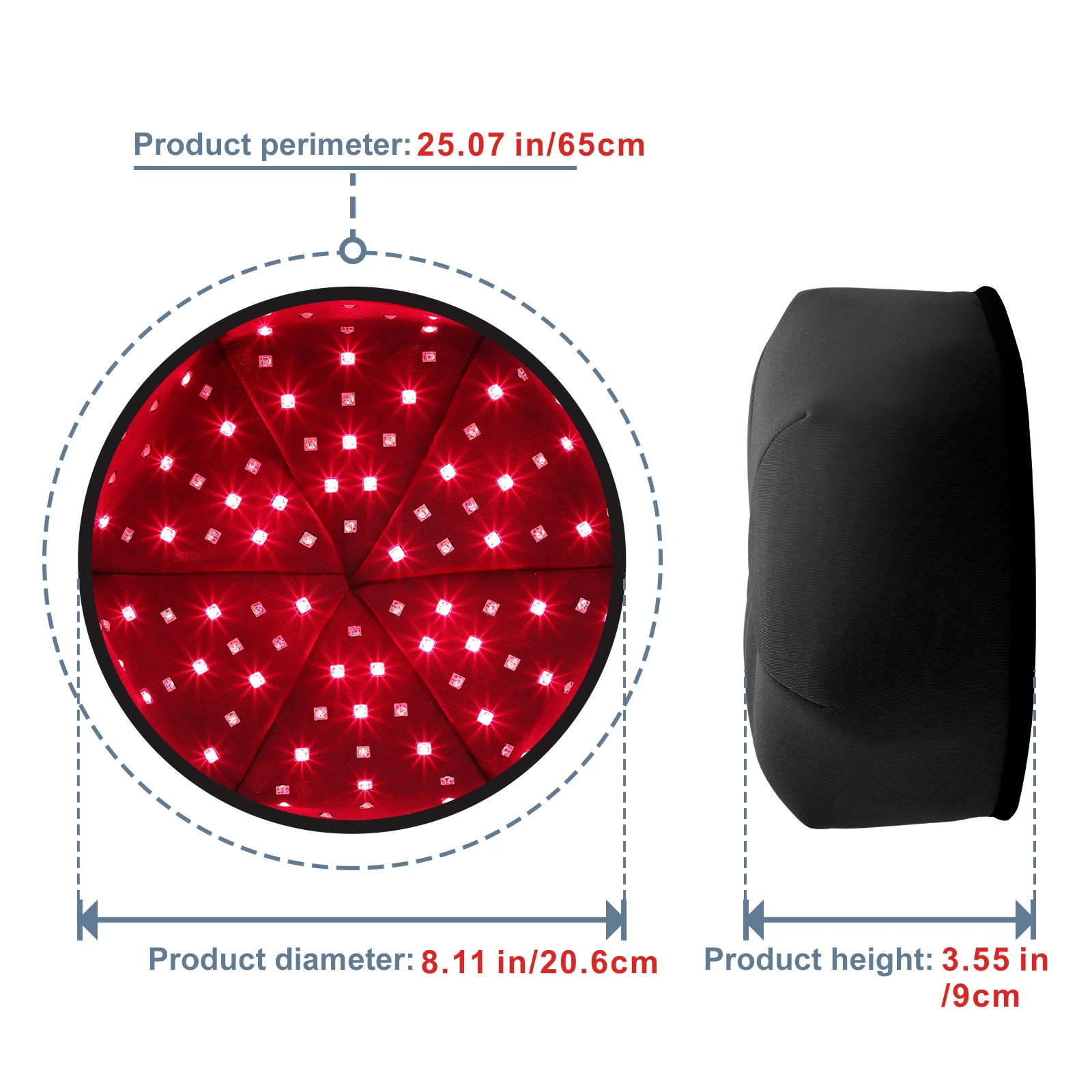 Gorro de terapia de luz roja, gorro de tratamiento LED de infrarrojo cercano para el crecimiento del cabello, relajación de la cabeza, alivio del cuero cabelludo, dispositivo de prevención de pérdida