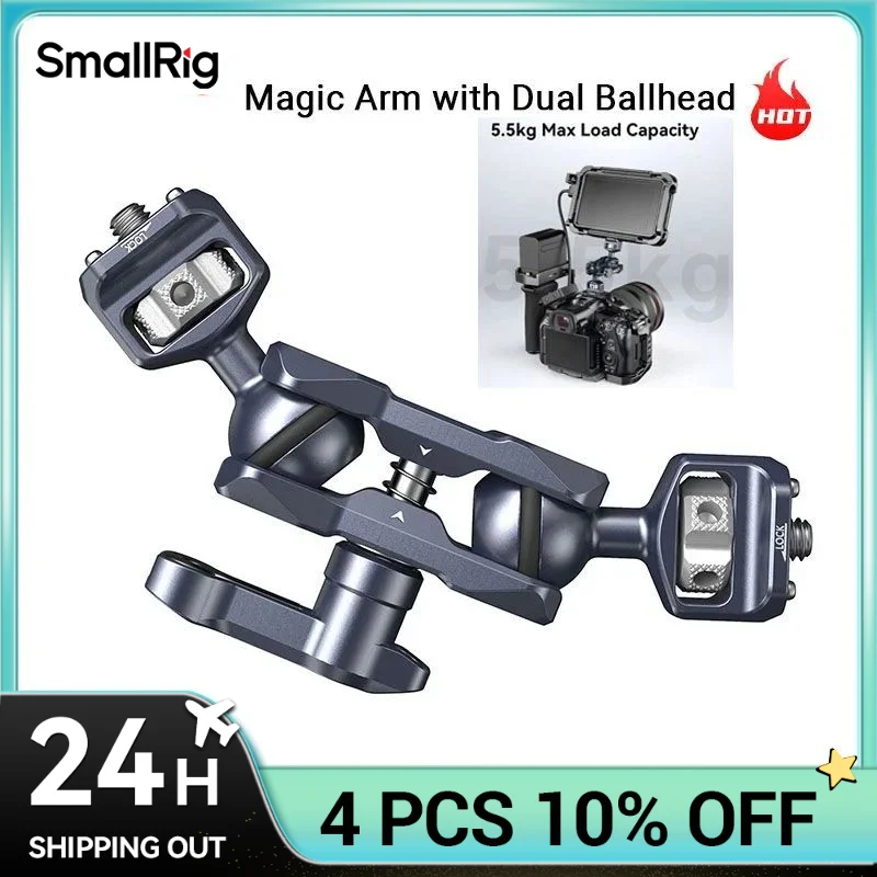 SmallRig-brazo mágico Flexible articulado con tornillos de 1/4 ", montaje de Monitor de campo con cabezal de bola Dual, brazo mágico ajustable 3873