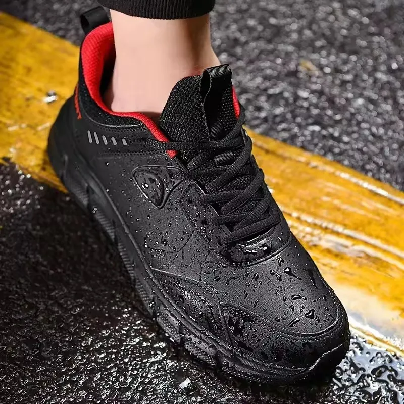 Zapatos de trabajo impermeables para hombre, zapatillas ligeras, cómodas, antideslizantes, absorbentes de golpes, tenis informales para exteriores, zapatos de moda