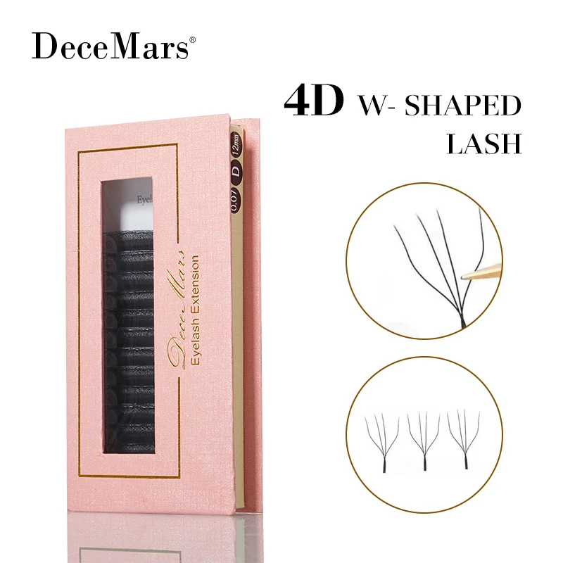 Extensiones de Pestañas DeceMars, 5 Estuches/lote, Extensiones de Pestañas 4D en Forma de W