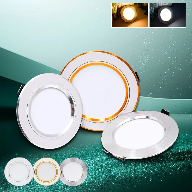 10 unids/lote LED Downlight oro/plata/cuerpo blanco 5W 9W 12W 15W 18W luz de techo Led redonda 12V 24V 110V 220V iluminación LED interior